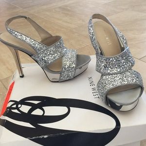 Nine West silver strappy heels